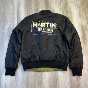 Martin The Reunion Bomber Jacket Mens Medium Black Full Zip Logo BET TV Show